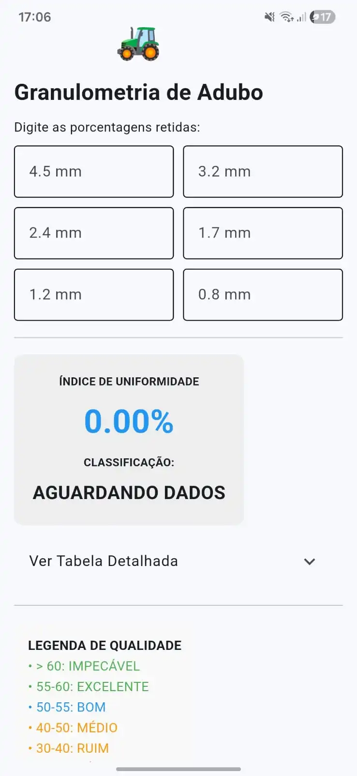 Print de Calculadora Granulométrica