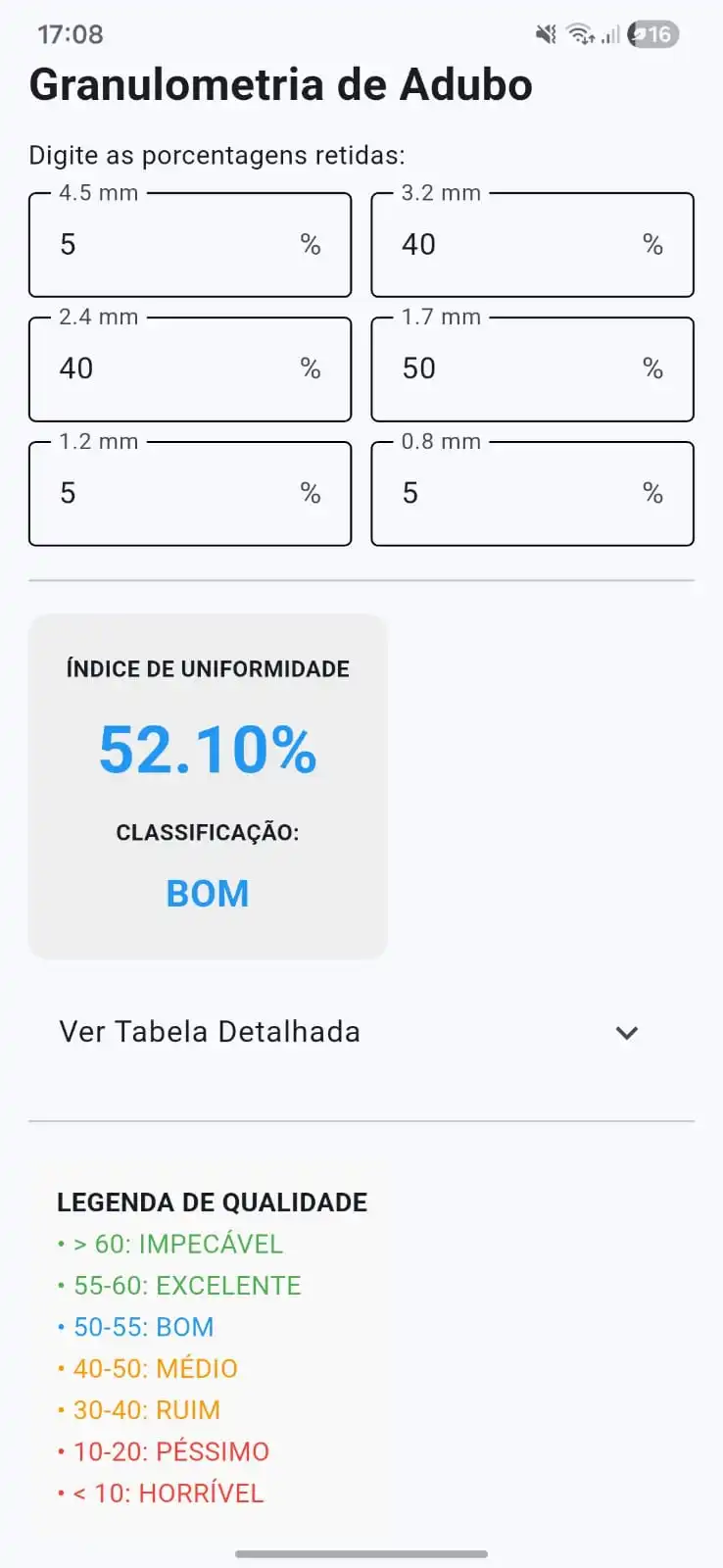 Print 2 de Calculadora Granulométrica