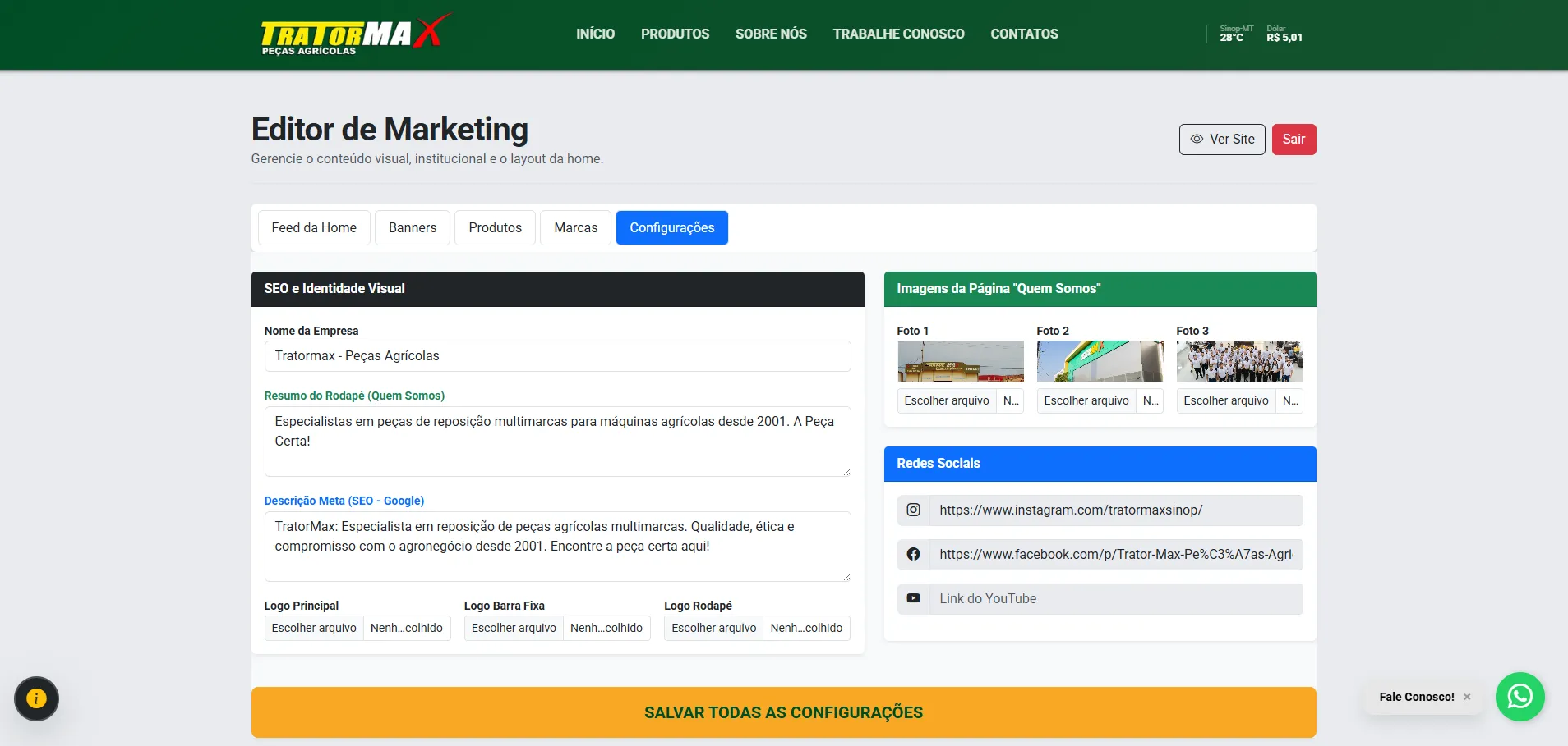 Print 5 de Site Institucional TratorMax